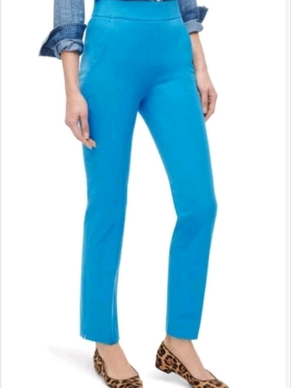 J. Crew Remi Pant Bi-Stretch Cotton Prussian Blue Size 10